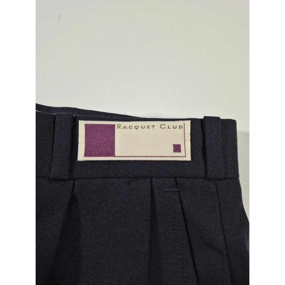 VTG Racquet Club Wool Dress Pants Men's 30x36 Blue Pleated Straight Unhemmed